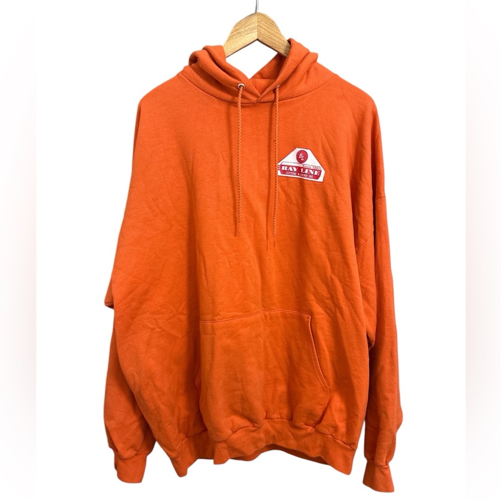 C Port and Company Orange Hoodie with Bay Line Cutting & Coring Inc. Logo